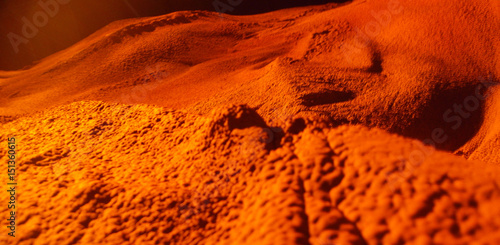 red light shine on sand. Look like on Mar