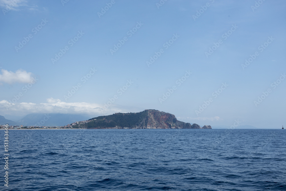 Alanya castle rock and sea