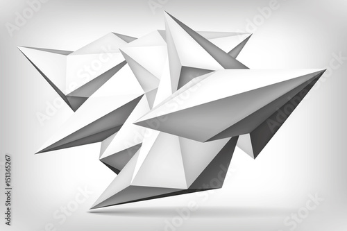 Fototapeta Naklejka Na Ścianę i Meble -  Volume geometric shape, 3d crystal, abstraction low polygons object, vector design form