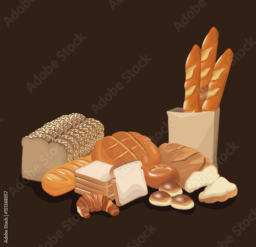 bread bakery product food organic. fresh bread concept design vector illustration