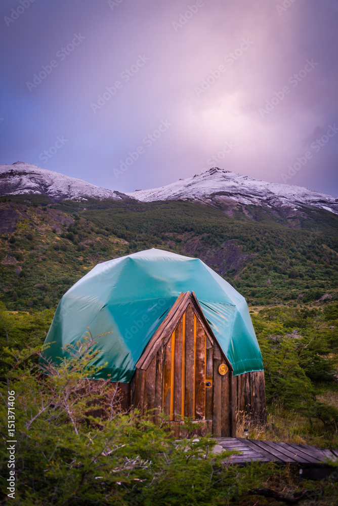 Yurt in Patagonia at Sunrise