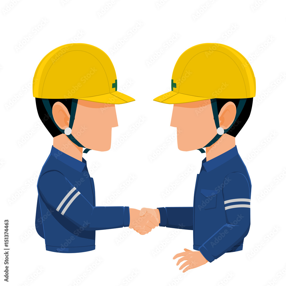 Two Industrial workers are shaking hands on transparent background
Two Industrial workers are shaking hands on transparent background