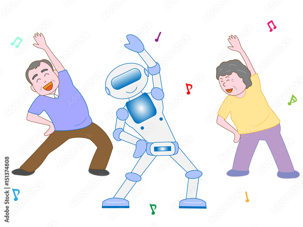 Fototapeta premium 福祉ロボットが高齢者をケアする