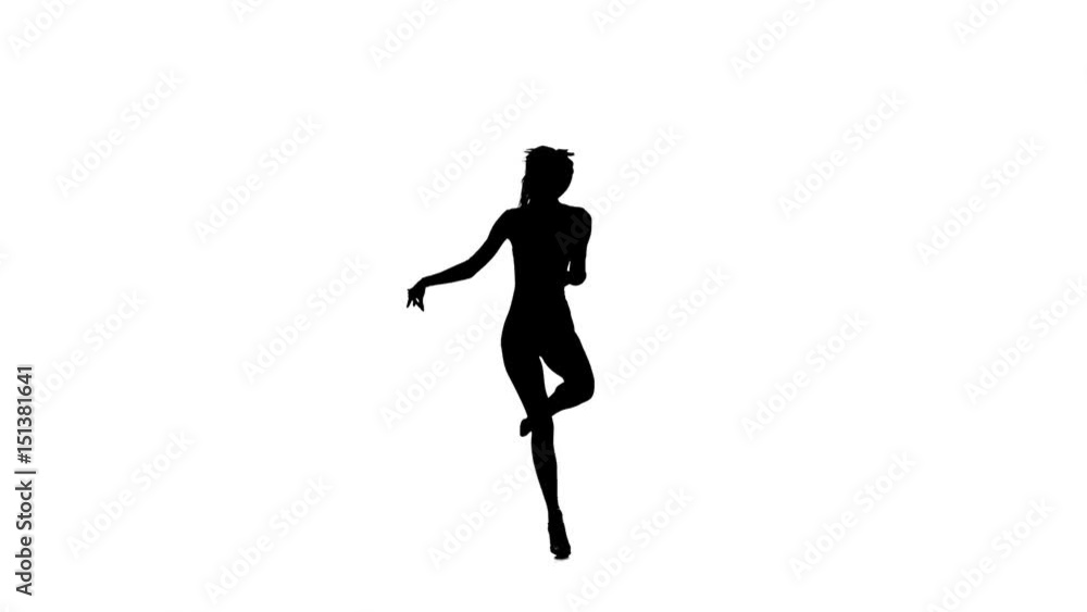 Slim professional dancer girl dancing rumba on white background, silhouette Slim professional dancer girl dancing rumba on white background, silhouette