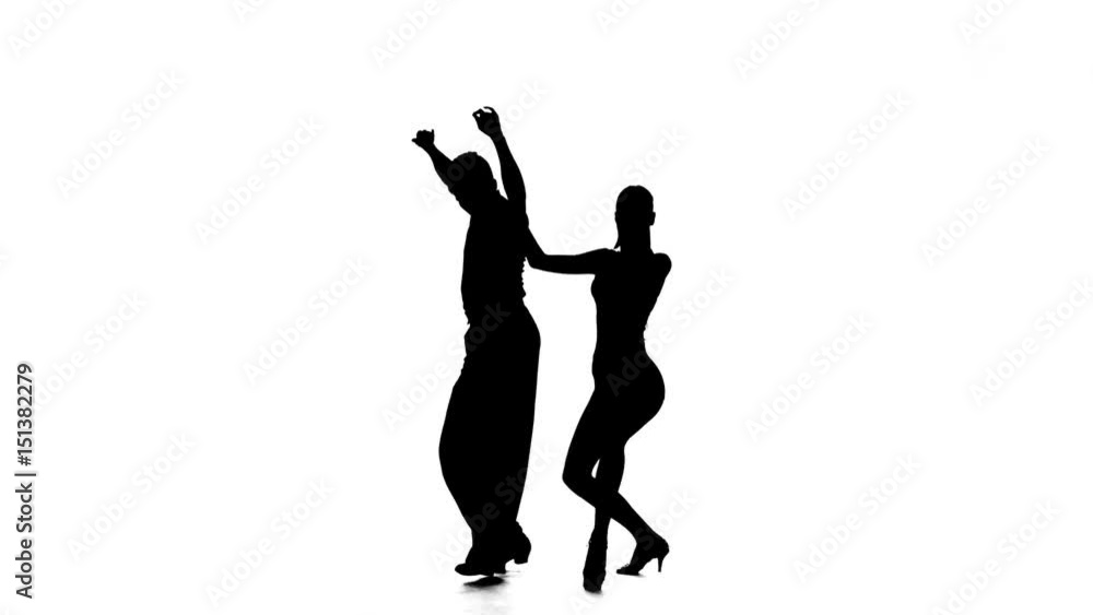 Dance element from the latino, silhouette couple ballroom. White background Dance element from the latino, silhouette couple ballroom. White background