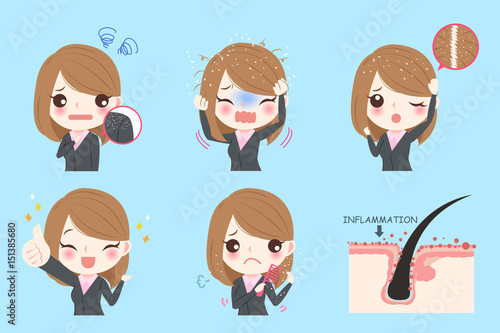 businesswoman with dandruff problem