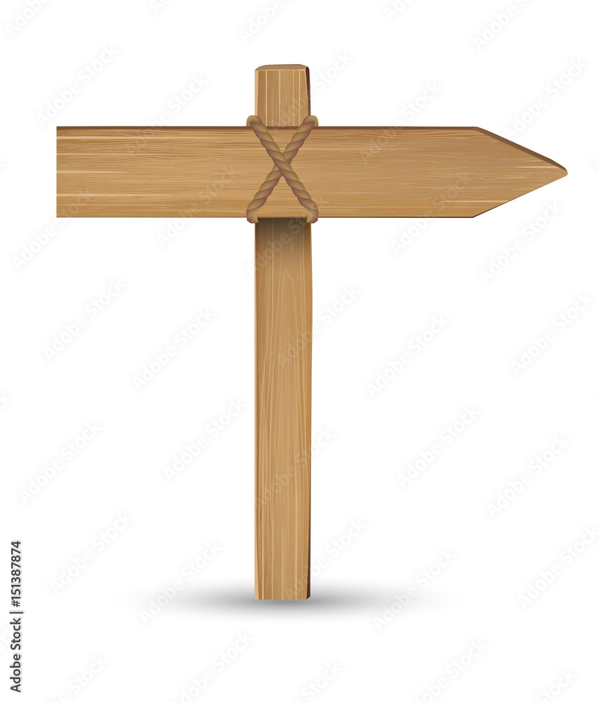 Fototapeta premium direction wood board sign on a white background