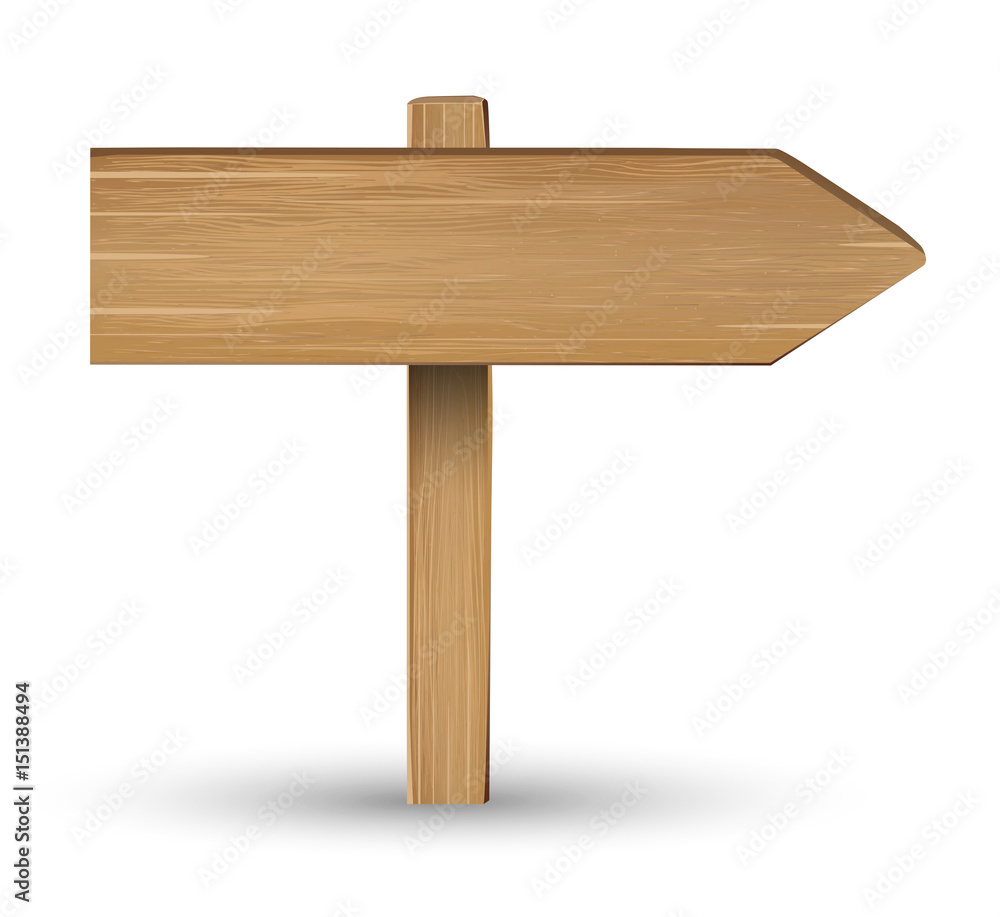 Direction wood board sign on a white background Direction wood board sign on a white background