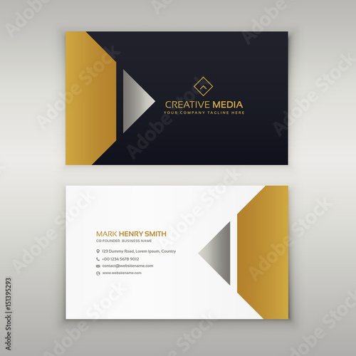 premium business card design in golden theme