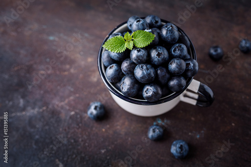 Juicy fresh blueberries. Organic superfood. Blueberry antioxidant