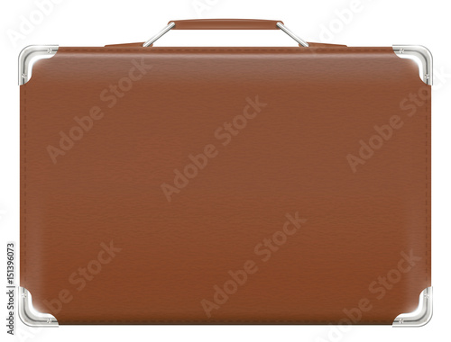 A classic brown travel suitcase bag on a white background