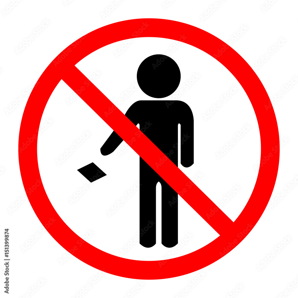 Do not leave your trash on the floor icon sign Do not leave your trash on the floor icon sign