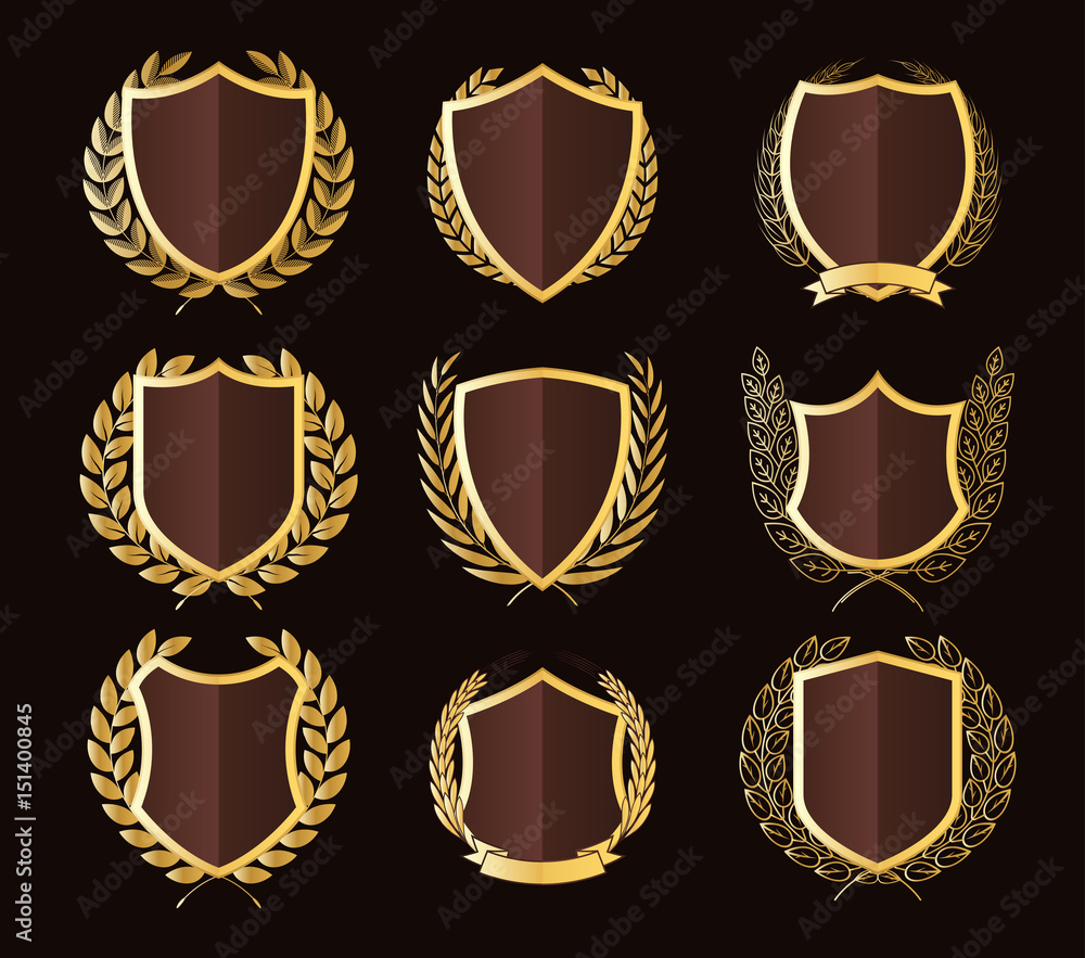 Luxury Golden Badges Laurel Wreath Collection Luxury Golden Badges Laurel Wreath Collection