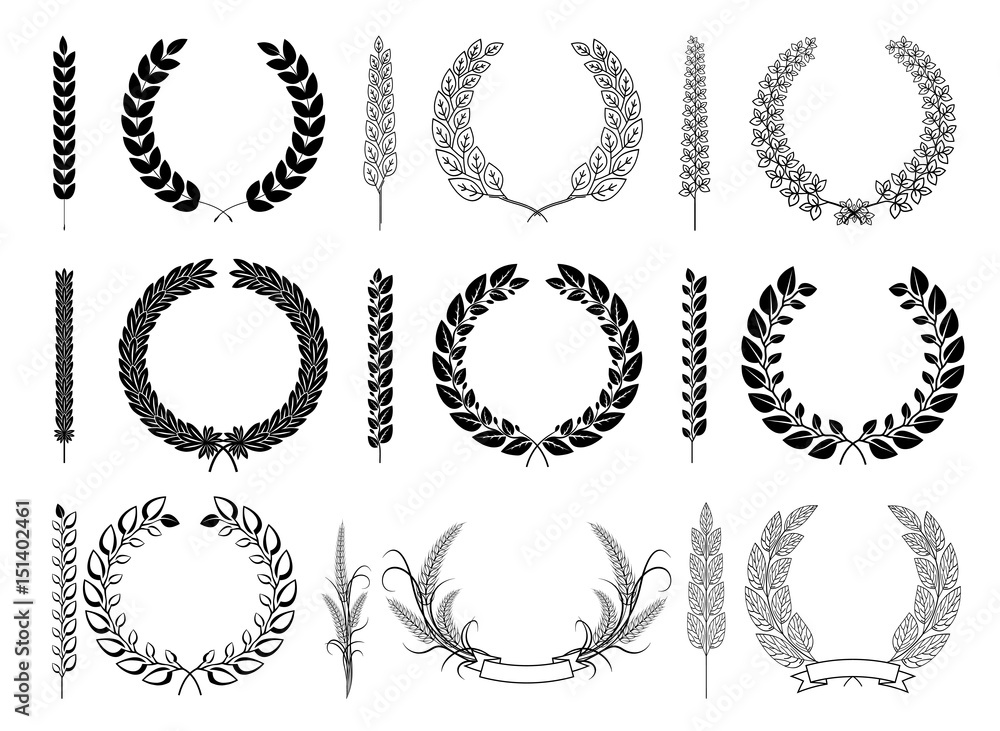 Fototapeta premium Laurel Wreaths and Branches Vector Collection