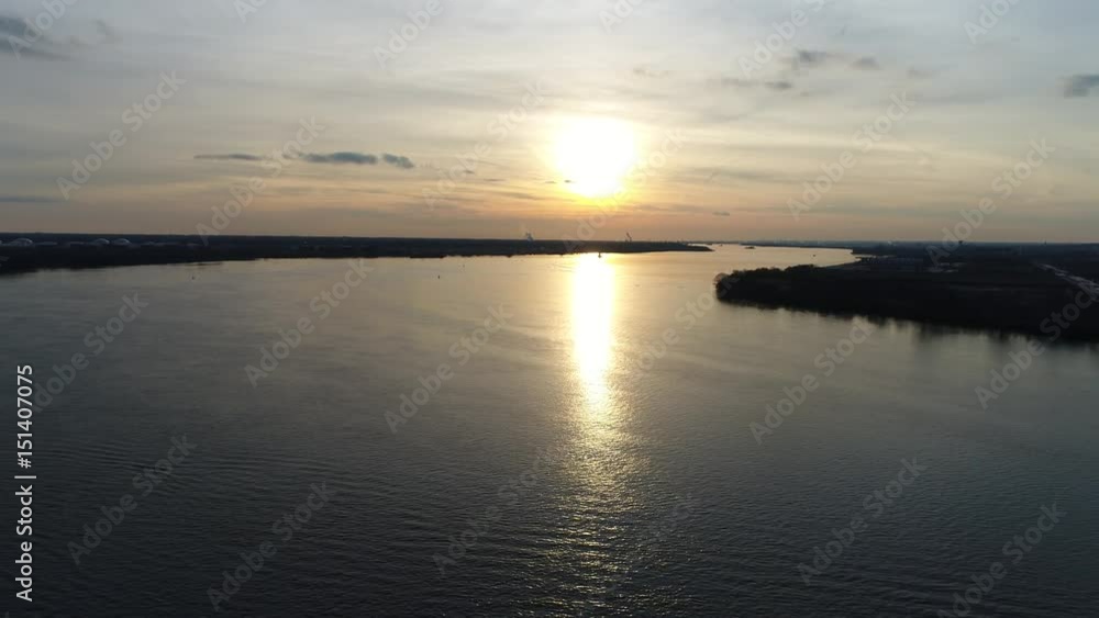 Aerial View of Sunset over Water Aerial View of Sunset over Water