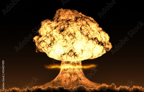 Danger of nuclear war illustration with multiple explosions