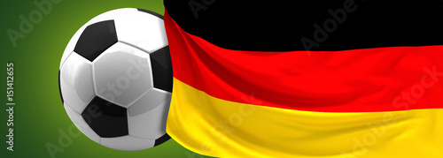 soccer football ball and flag of Germany. 3d rendering