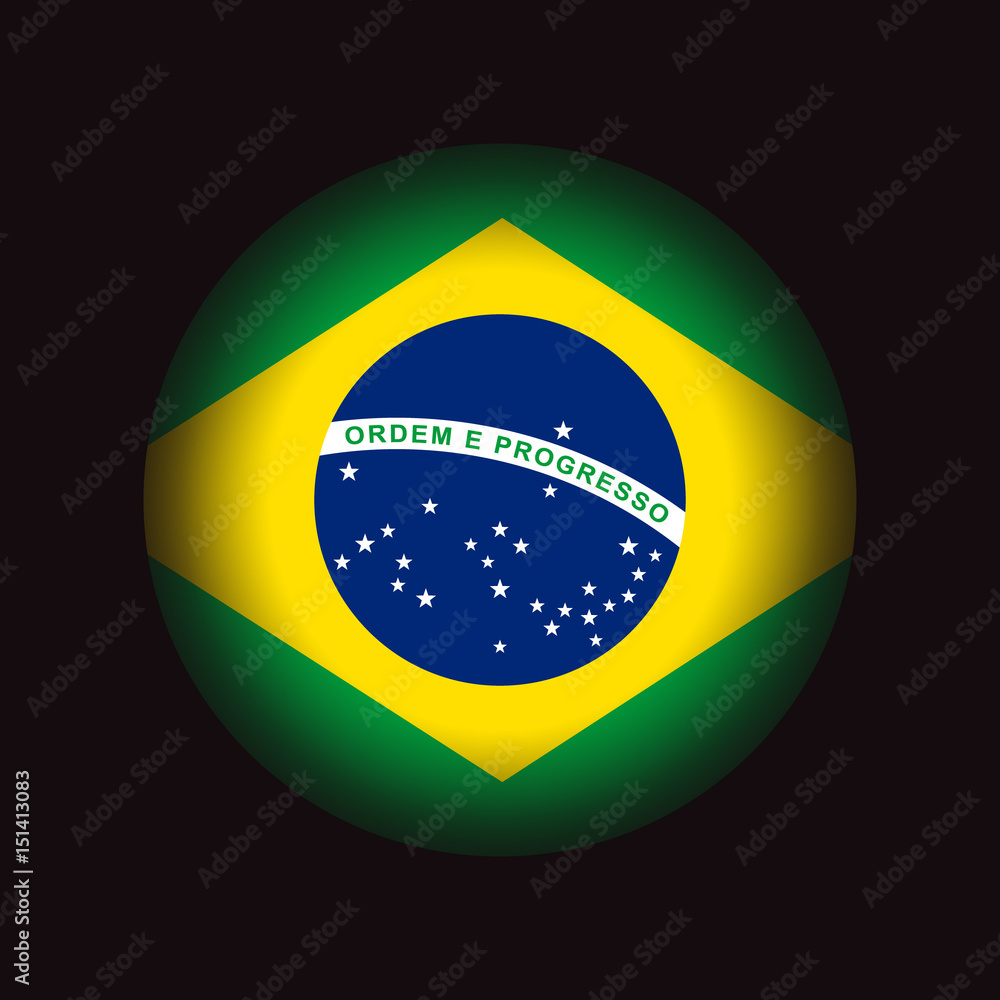 Circle Brazil flag, isolated on black background, vector illustration.  Stock Vector | Adobe Stock