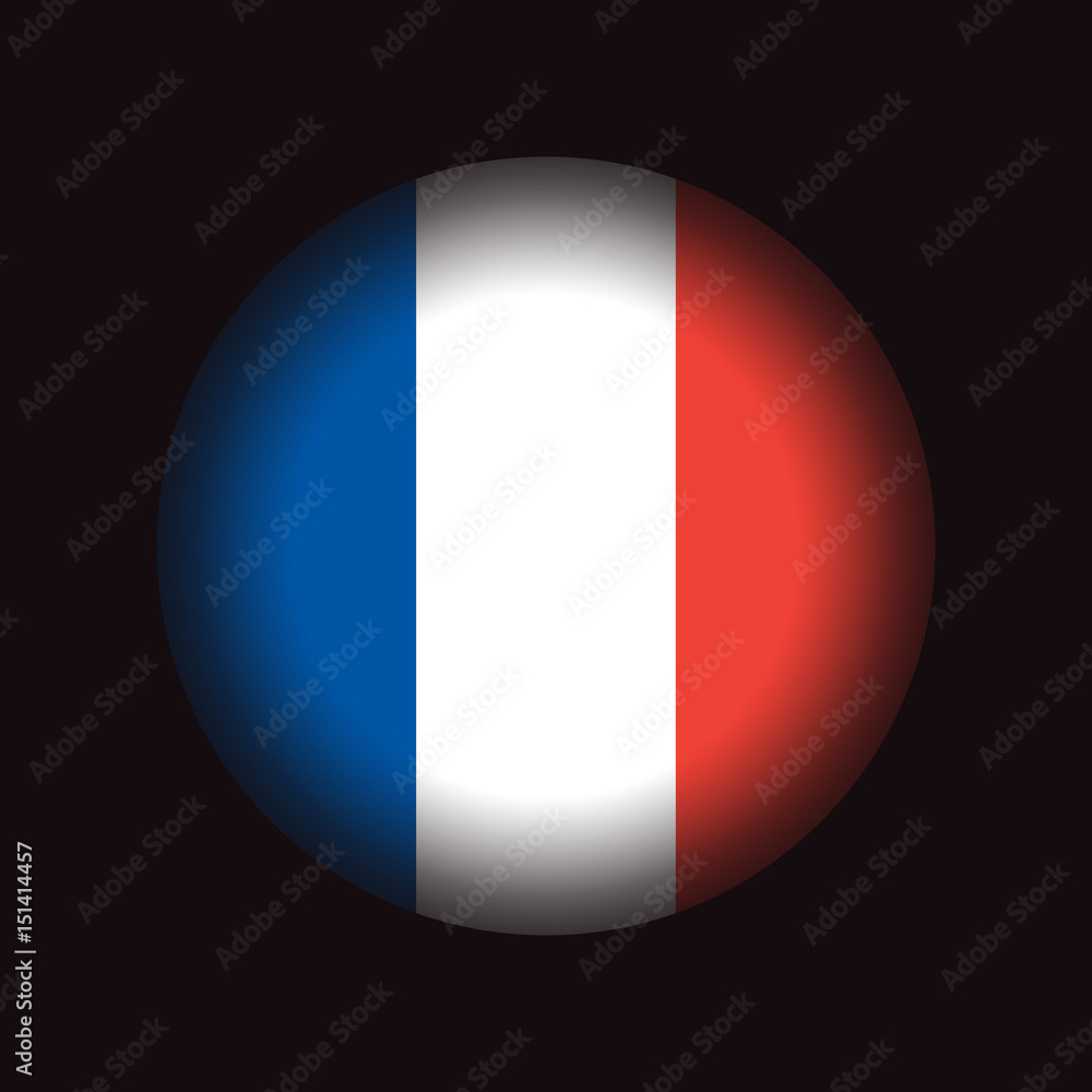 Circle France flag, isolated on black background, vector illustration. Circle France flag, isolated on black background, vector illustration.