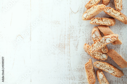 Cantucci on wooden background Fototapeta