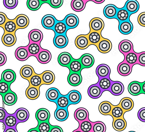 Hand Spinners Seamless pattern. Vector illustration on white background