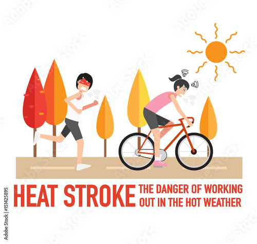 Heat stroke,The dangers of working out in the hot weather.,vector