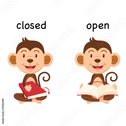 Opposite words closed and open vector