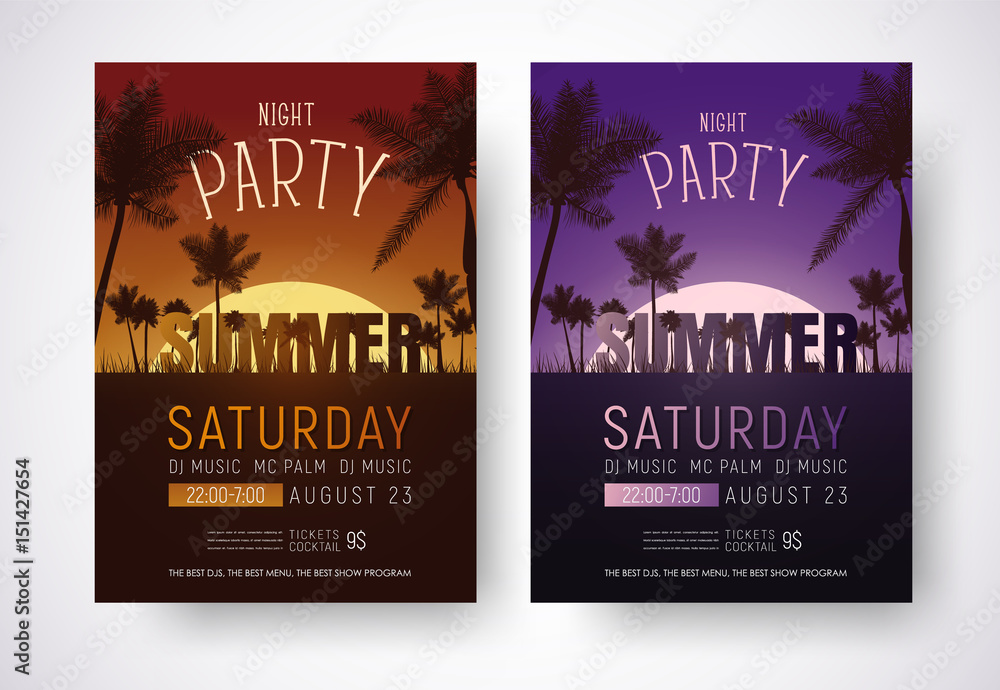 Design of posters for a night summer party.