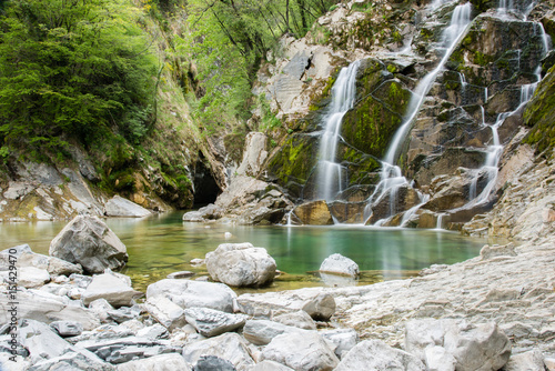 Emerald Water of the Torre Torrent Falls. Silk water. Tarcento, Friuli to discover photo