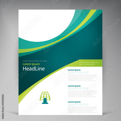 Vector abstract template design leaflet, flyer, poster, brochure, cover with turquoise and green multilayer stripes