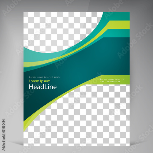 Vector abstract template design leaflet, flyer, poster, brochure, cover with turquoise and green multilayer stripes