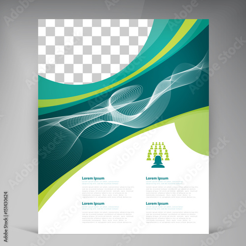 Vector abstract template design leaflet, flyer, poster, brochure, cover with turquoise and green multilayer stripes