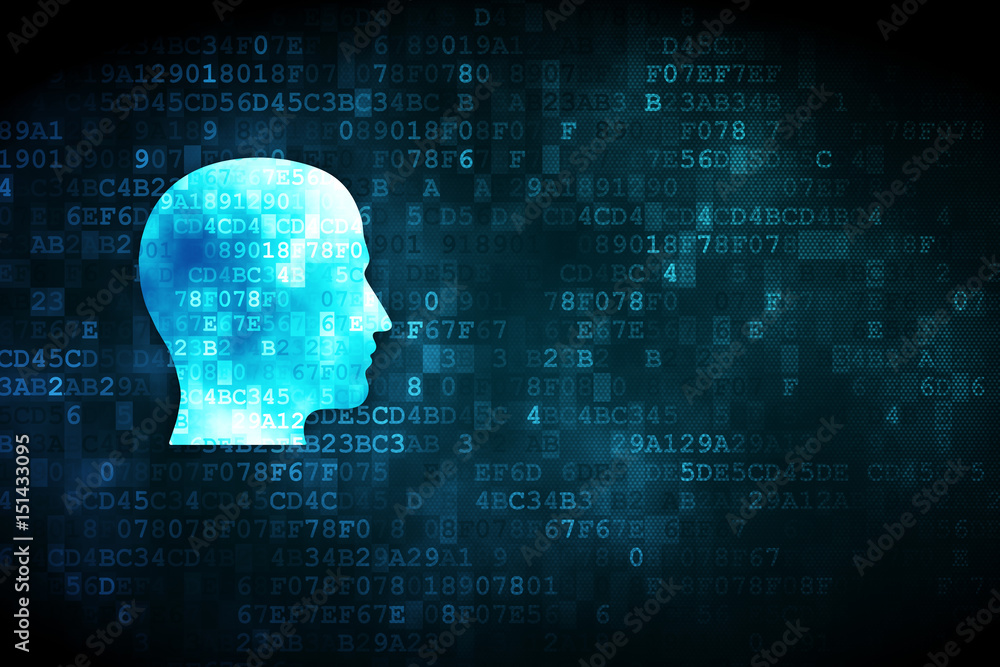 Advertising concept: Head on digital background Advertising concept: Head on digital background