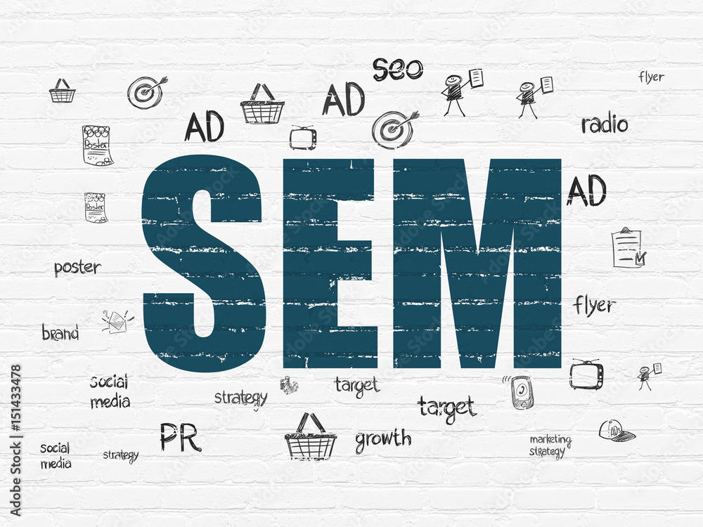 Obraz premium Marketing concept: SEM on wall background