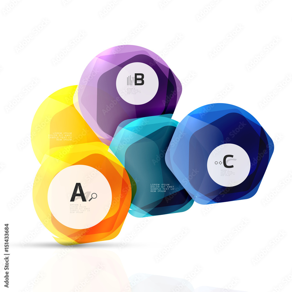 Shiny style modern geometrical hexagons web boxes Shiny style modern geometrical hexagons web boxes