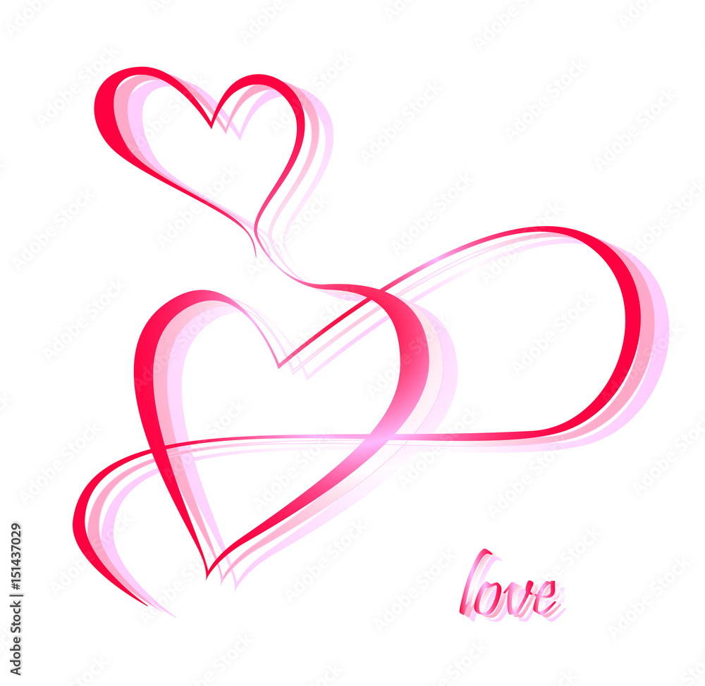 Two calligraphically drawn hearts