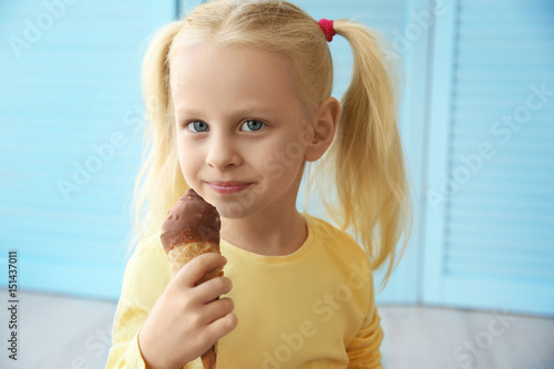 Cute little girl eating ice...