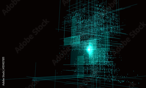A high - rise graphic design consisting of binary numbers.
