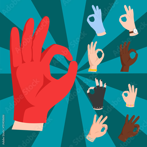 Ok hands success gesture okey yes agreement signal business human agree best approval vector.