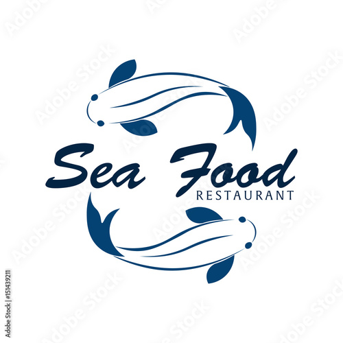 Sea food restaurant and fish. Vector logo.