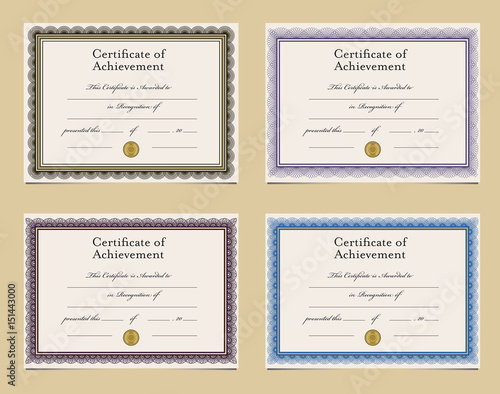 Set of four certificate templates