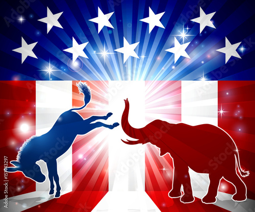 Donkey Fighting Elephant Silhouettes