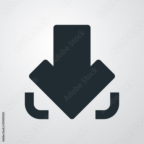 Logotipo aplicacion flecha descargar en fondo degradado