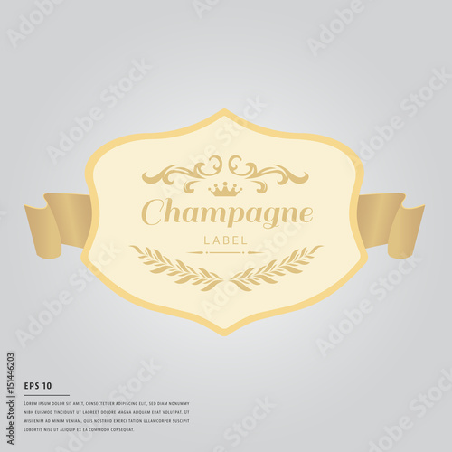 Lorem ipsum text with champagne bottle label