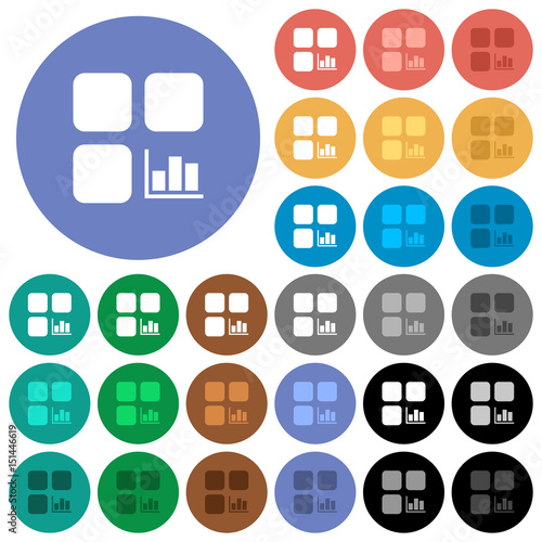 Component statistics round flat multi colored icons