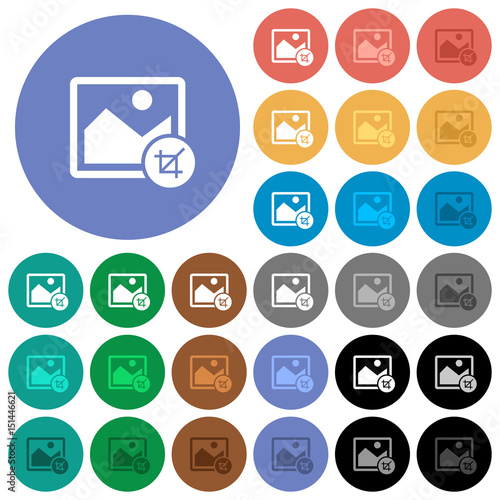 Crop image round flat multi colored icons