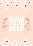 Vector icon of we need your help message