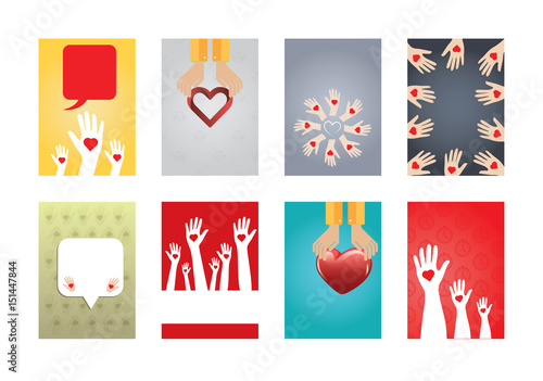 Various vector icon set of charity