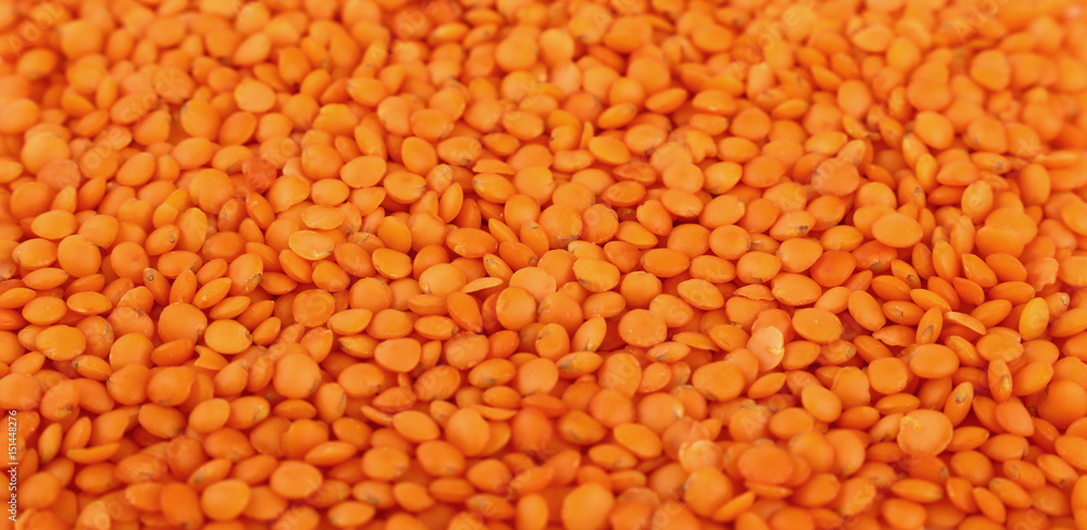 Orange lentil lens close up background