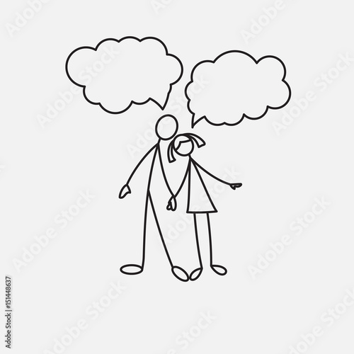 Cartoon icon of sketch little family people in cute miniature scenes.